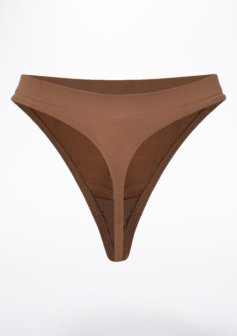 Capezio Seamless Low Rise Womens Thong Dance Brief - Mocha 3678
