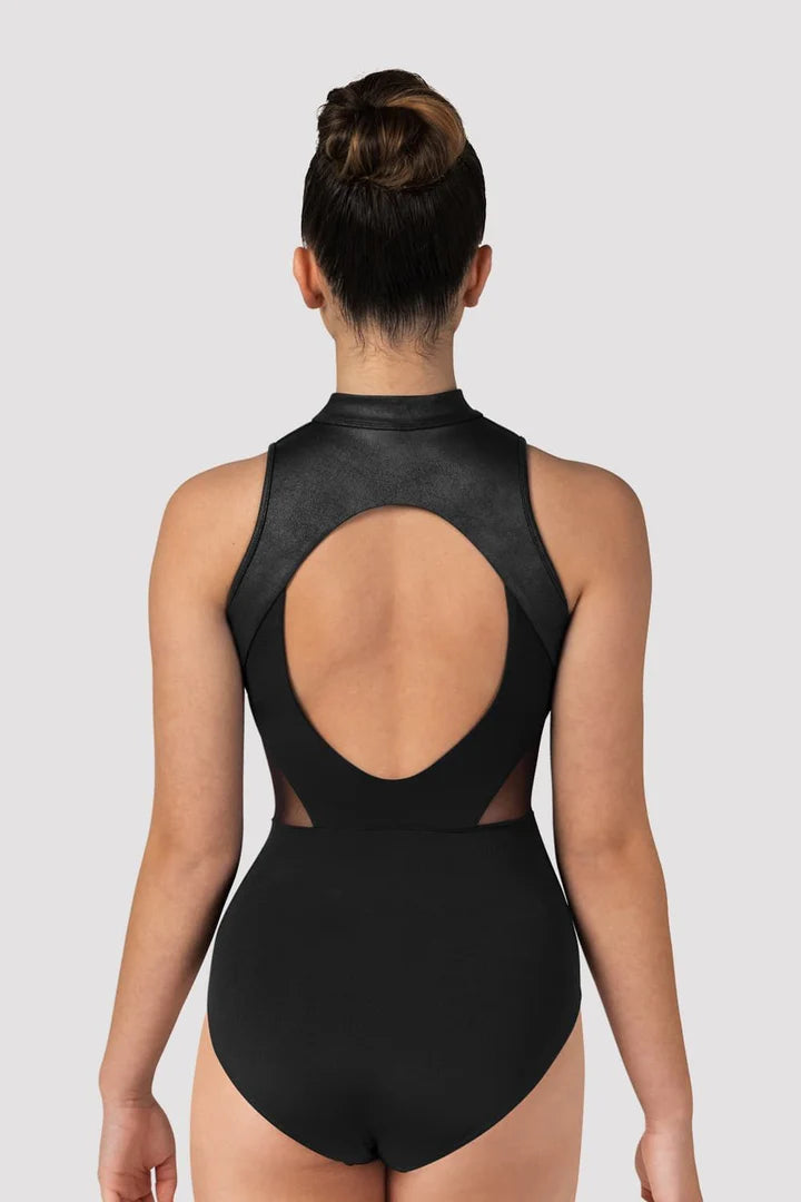Bloch Ladies Celeste Zip Front Leather Look Leotard L0555