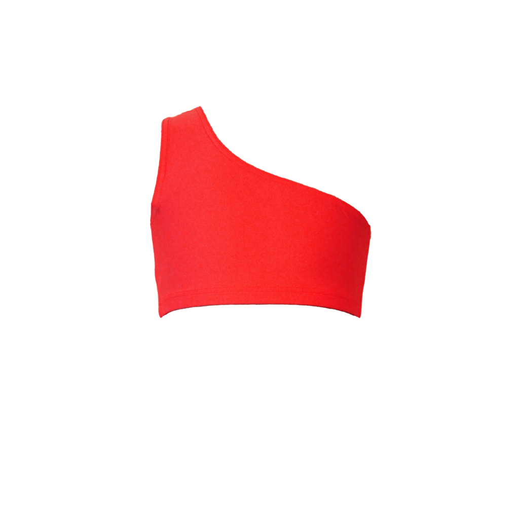 One Shoulder Dance Crop Top – Shiny Nylon Lycra Sleeveless Ballet & Gymnastics Top - Stephanie