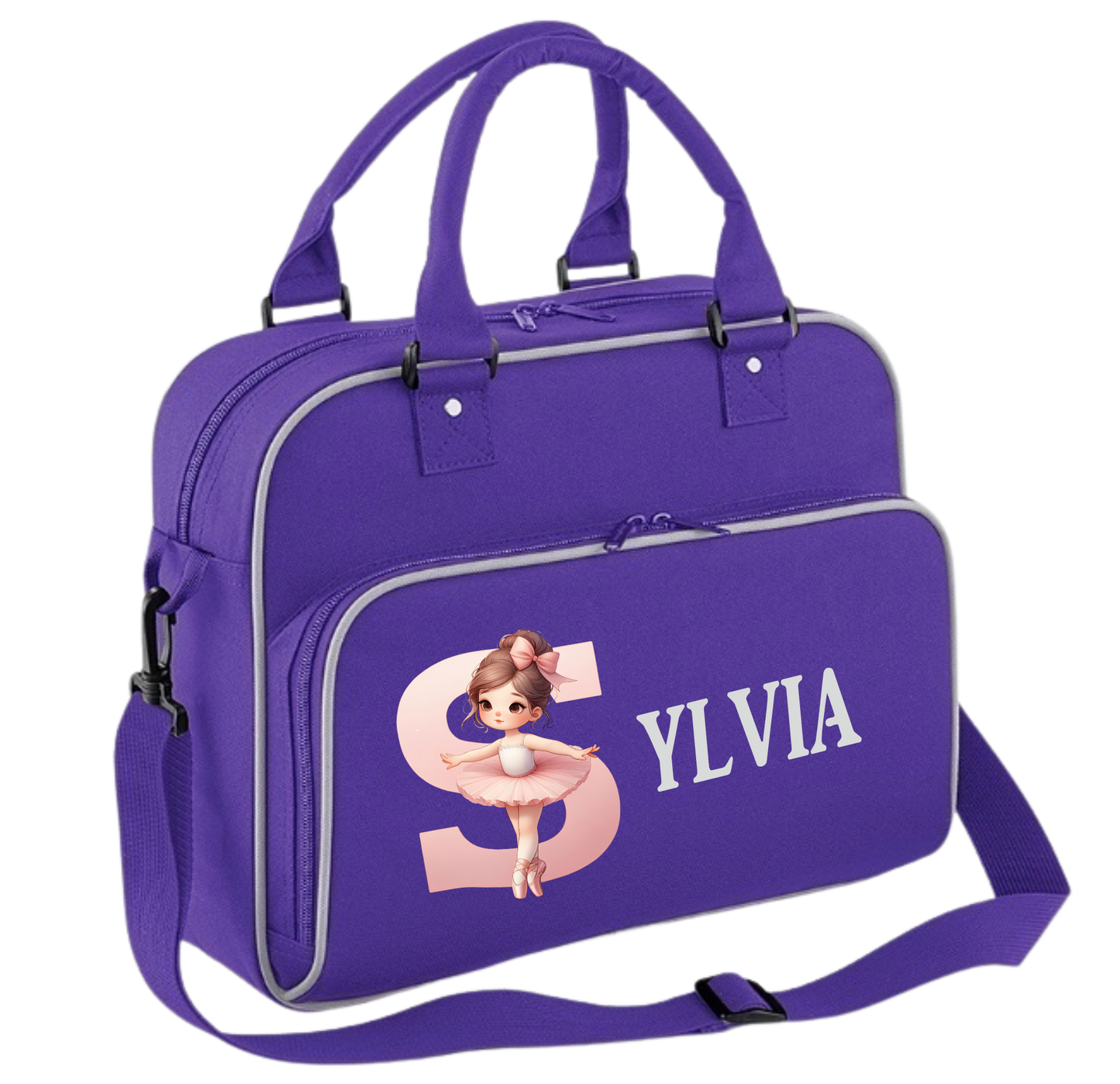Personalised Junior Dance Bag – Custom Name & Ballerina Initial | 15L Dance Bag for Girls