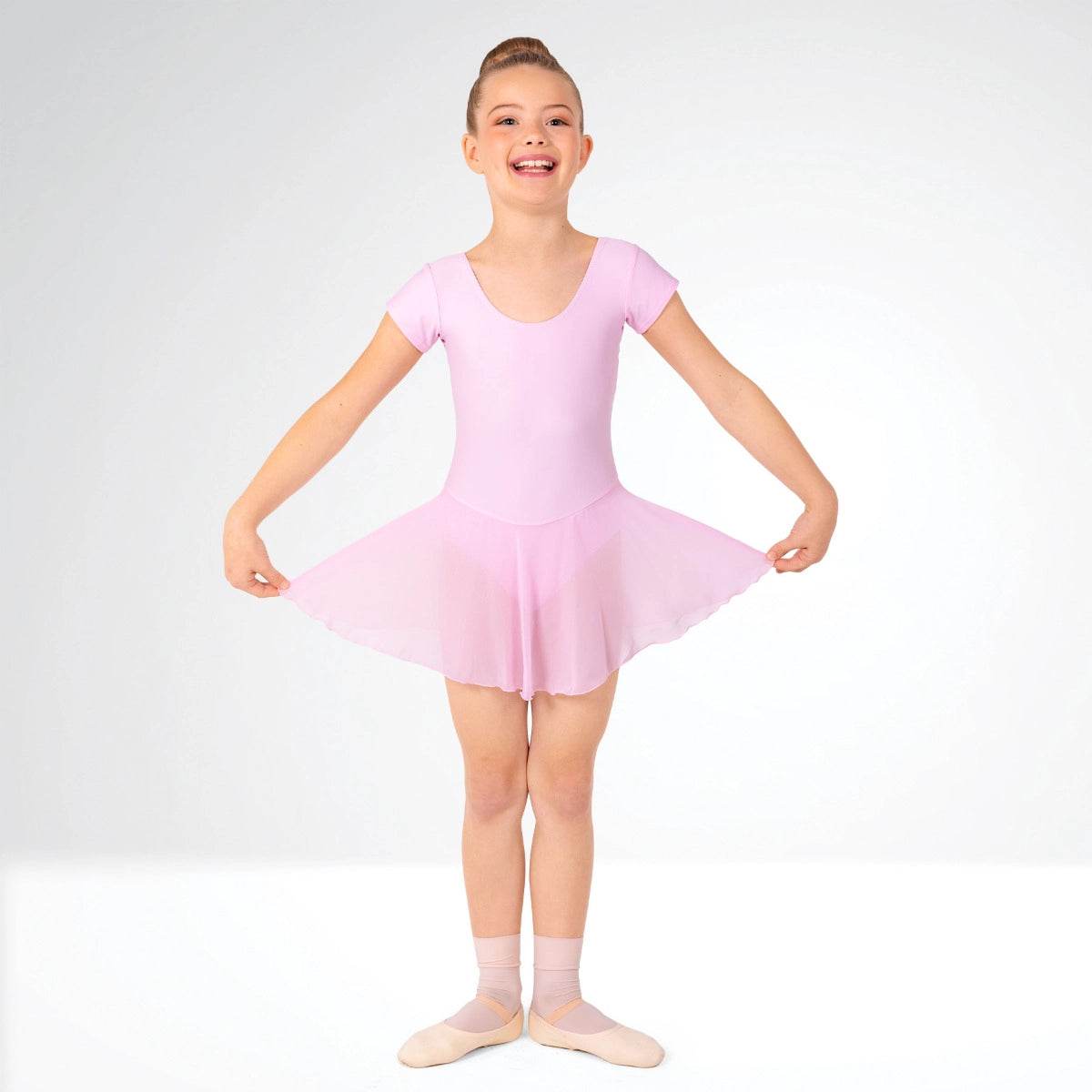 Cap Sleeve Skirted Leotard - Pastel PInk