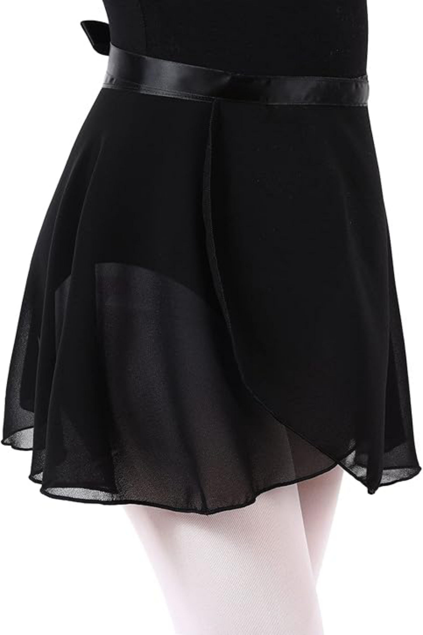 Black Satin & Chiffon Wrap Ballet Skirt