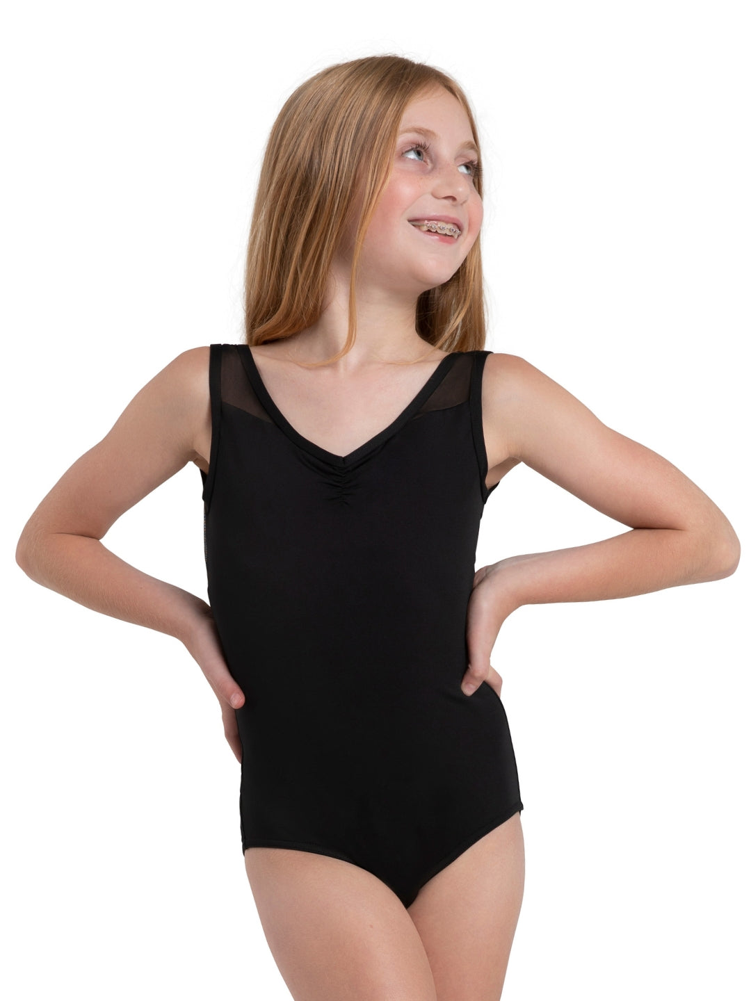 Capezio Diamond Girls Black Mesh Back Leotard 12291C