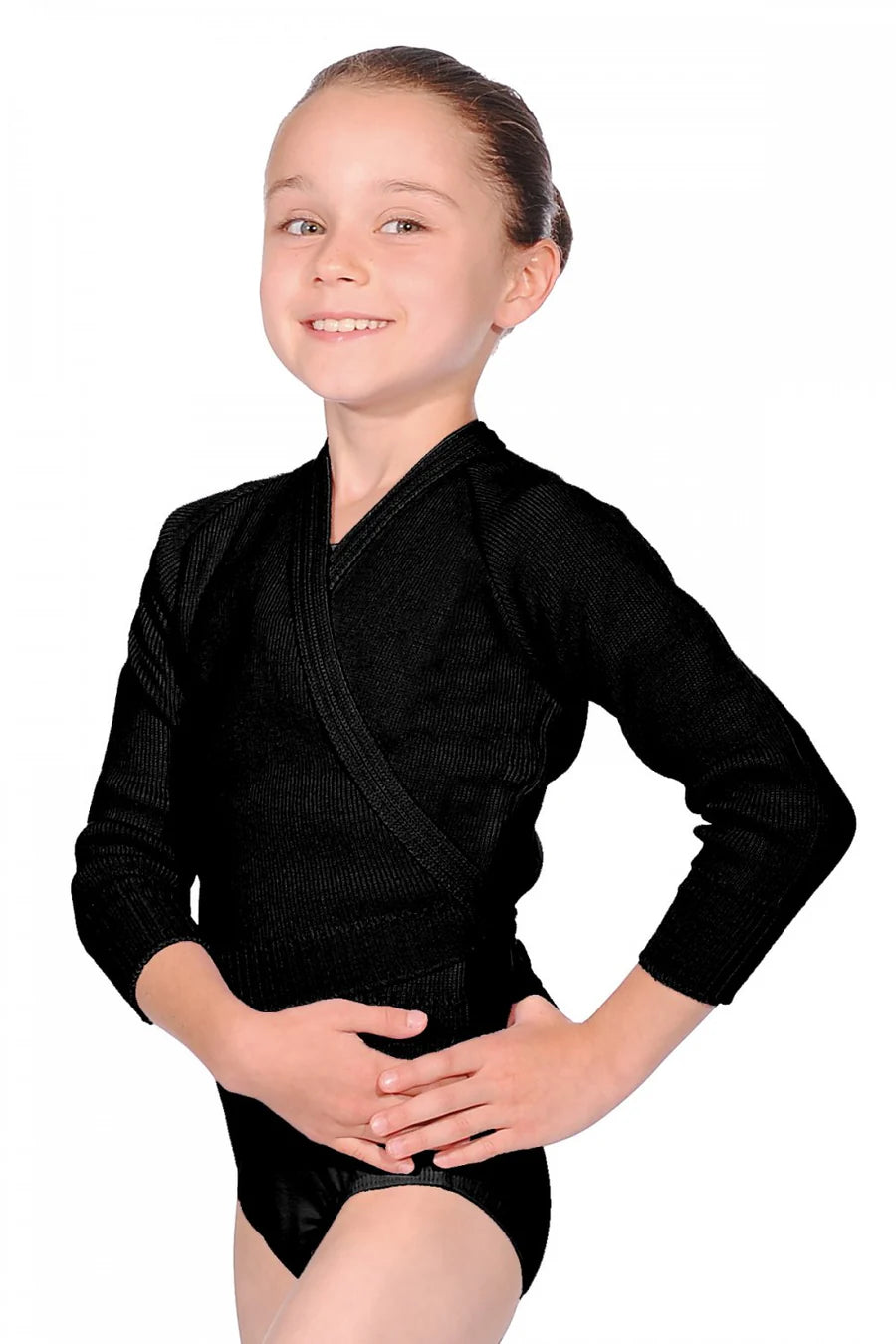 Ballet Knitted Crossover Cardigan –  Black