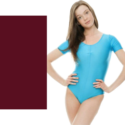 HALEY - NYLON  LYCRA SHORT SLEEVE GATHERED FRONT LEOTARD