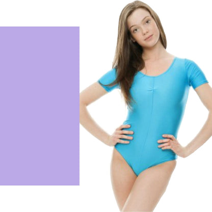 HALEY - NYLON  LYCRA SHORT SLEEVE GATHERED FRONT LEOTARD