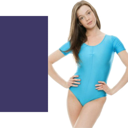 HALEY - NYLON  LYCRA SHORT SLEEVE GATHERED FRONT LEOTARD