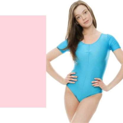HALEY - NYLON  LYCRA SHORT SLEEVE GATHERED FRONT LEOTARD