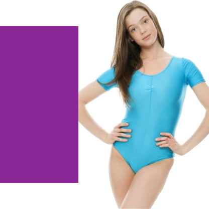 HALEY - NYLON  LYCRA SHORT SLEEVE GATHERED FRONT LEOTARD