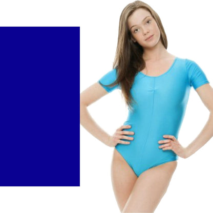 HALEY - NYLON  LYCRA SHORT SLEEVE GATHERED FRONT LEOTARD