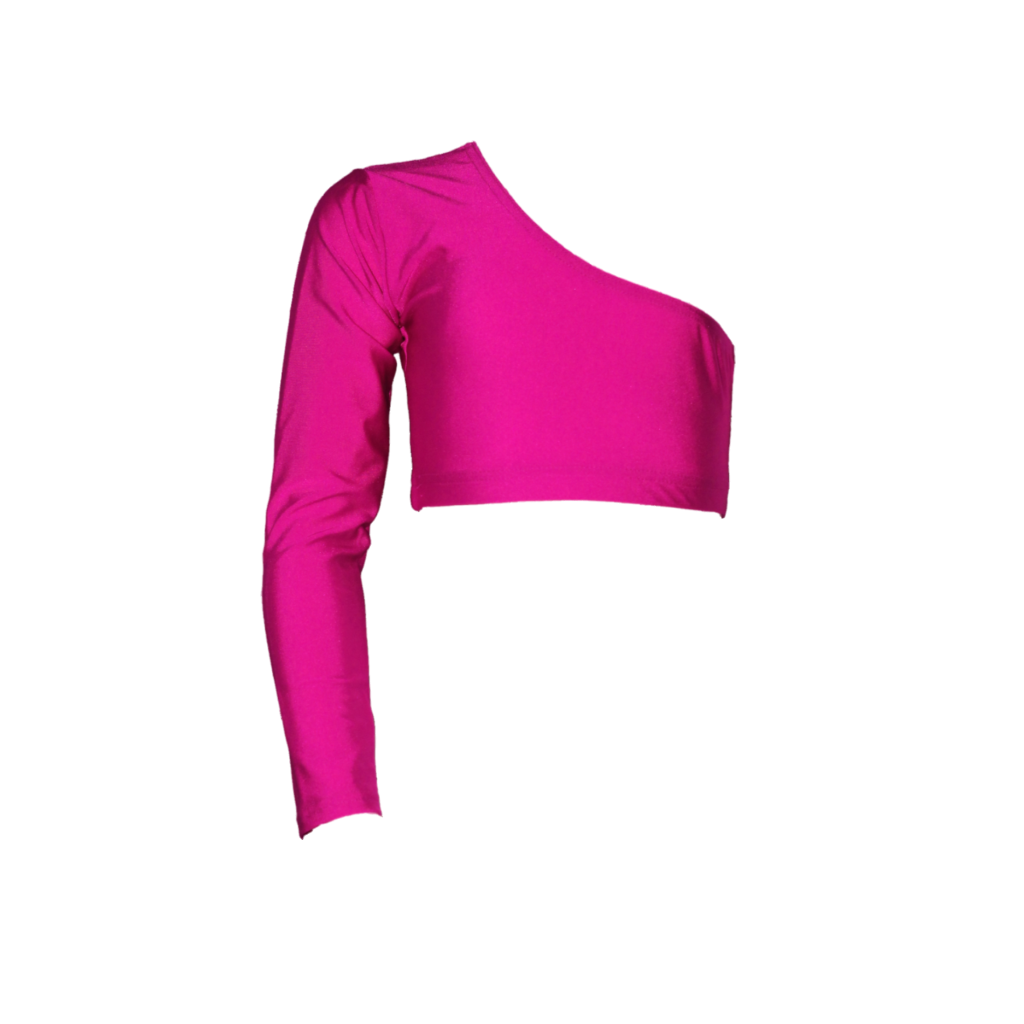 JESSICA - NYLON LYCRA ONE SLEEVE CROP TOP