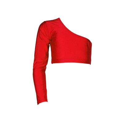 JESSICA - NYLON LYCRA ONE SLEEVE CROP TOP