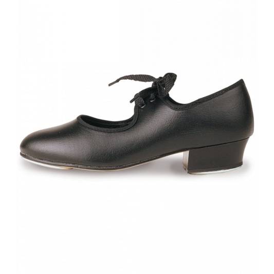 LHP PU Tap Shoes with Fitted Toe & Heel Taps - Black