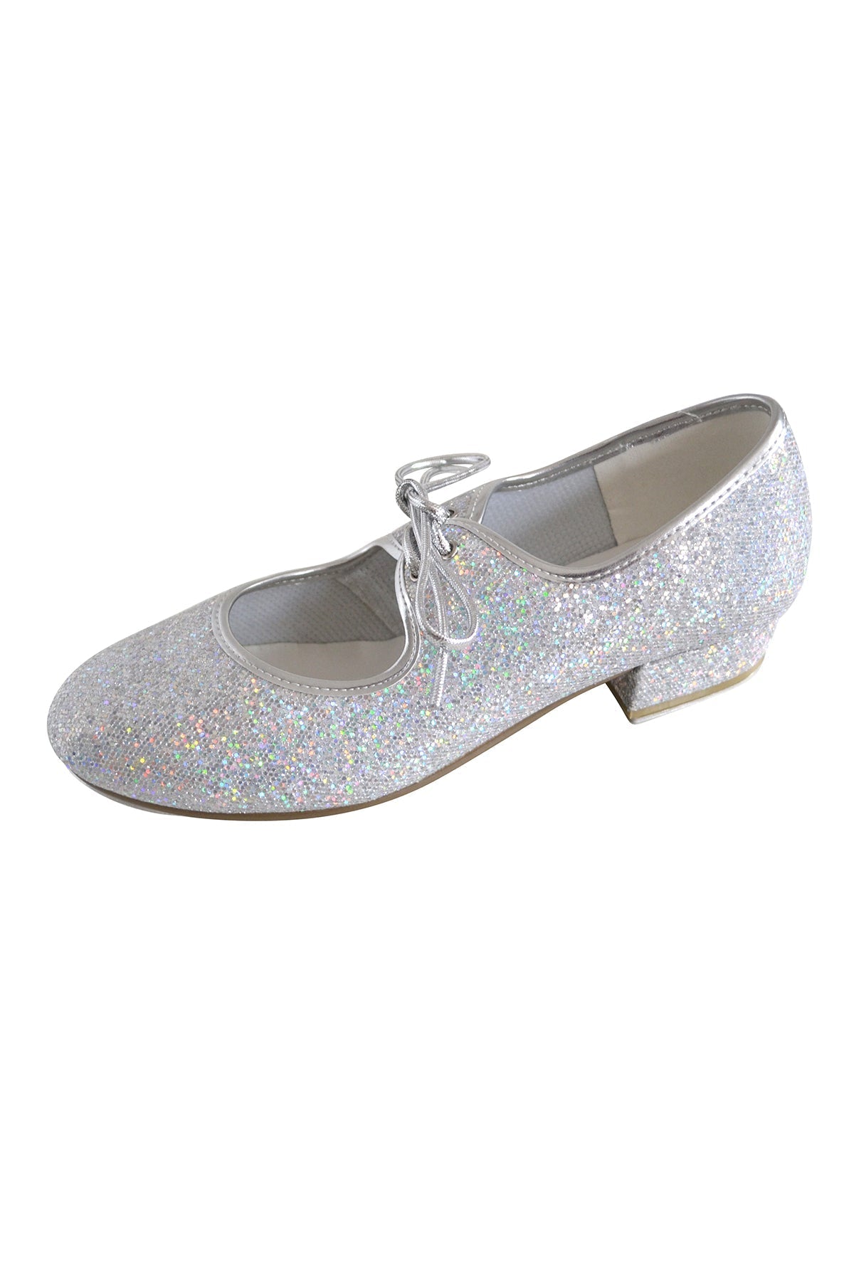 LHPHS - SILVER HOLOGRAM LOW HEEL TAP SHOES WITH HEEL & TOE TAPS