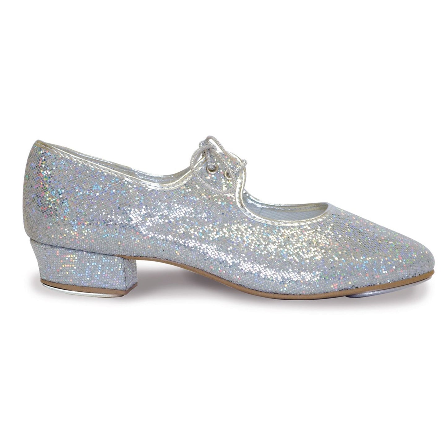LHPHS - SILVER HOLOGRAM LOW HEEL TAP SHOES WITH HEEL & TOE TAPS