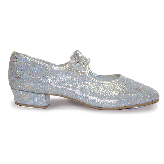 LHPHS - SILVER HOLOGRAM LOW HEEL TAP SHOES WITH HEEL & TOE TAPS