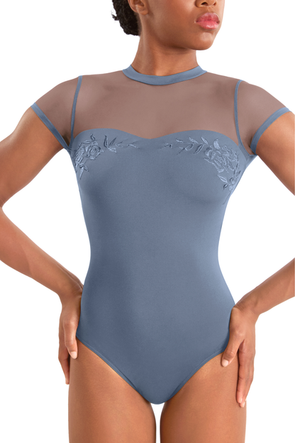 Mirella Ladies Adagio Embroidered Open Back Leotard – Dusty Grey M20011LM