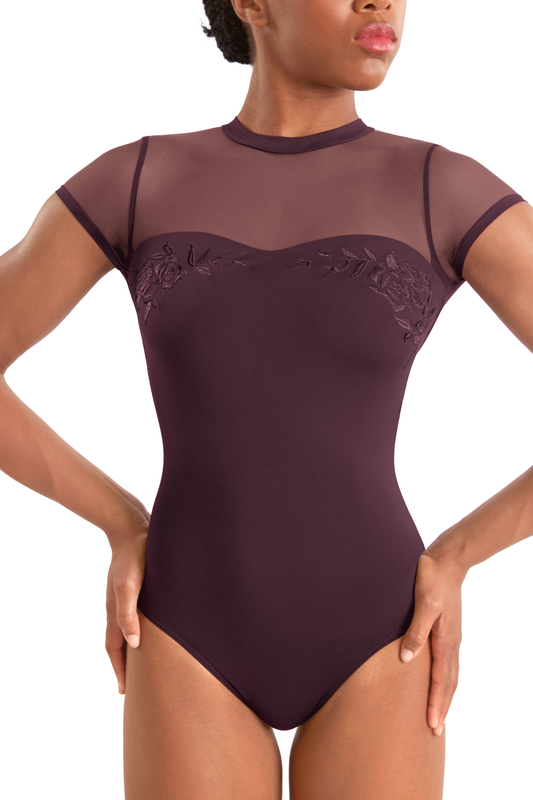 Mirella Ladies Adagio Embroidered Open Back Leotard – Merlot M20011LM