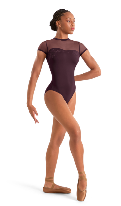 Mirella Ladies Adagio Embroidered Open Back Leotard – Merlot M20011LM