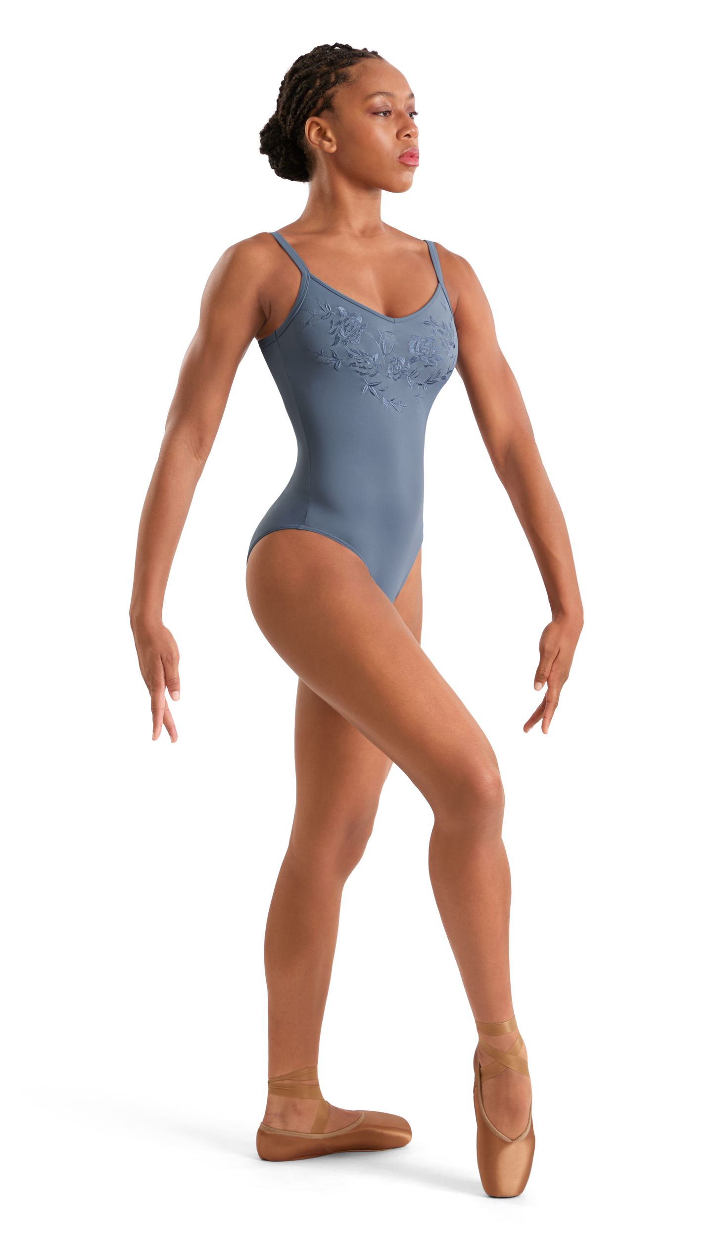Mirella Ladies Adagio Floral Cross Back Leotard – Dusty Grey M70008LM