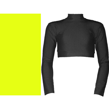 PAIGE - NYLON LYCRA LONG SLEEVE POLO NECK CROP TOP