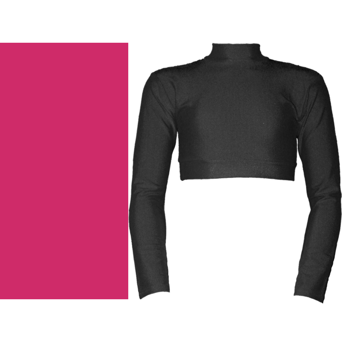 PAIGE - NYLON LYCRA LONG SLEEVE POLO NECK CROP TOP