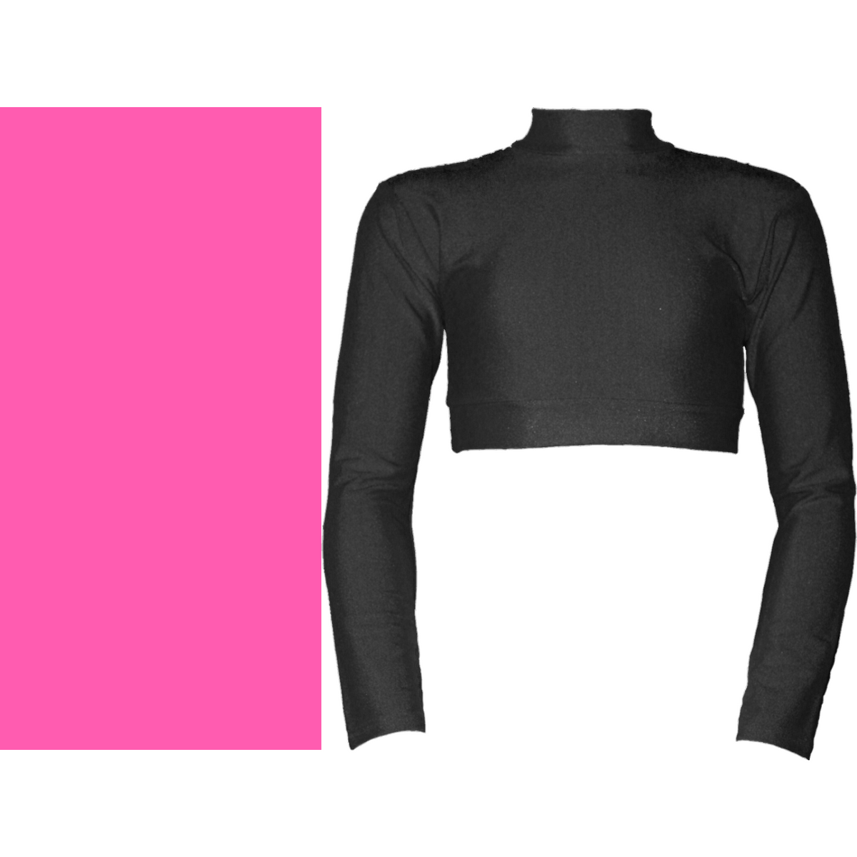 PAIGE - NYLON LYCRA LONG SLEEVE POLO NECK CROP TOP
