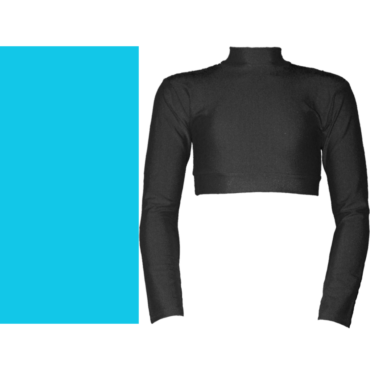 PAIGE - NYLON LYCRA LONG SLEEVE POLO NECK CROP TOP