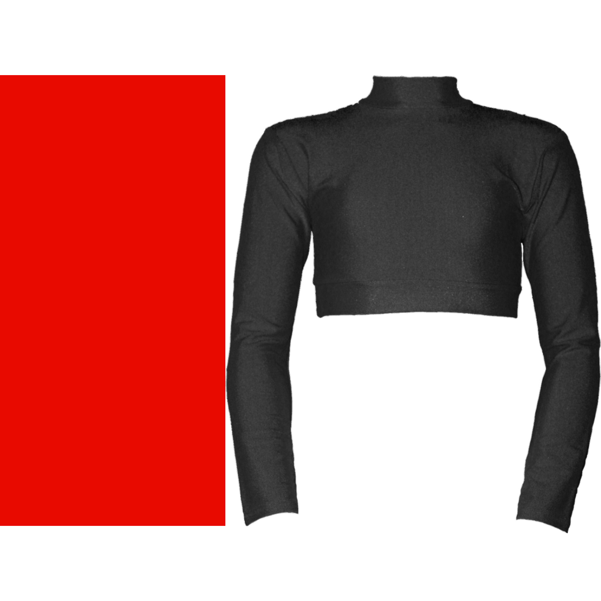 PAIGE - NYLON LYCRA LONG SLEEVE POLO NECK CROP TOP