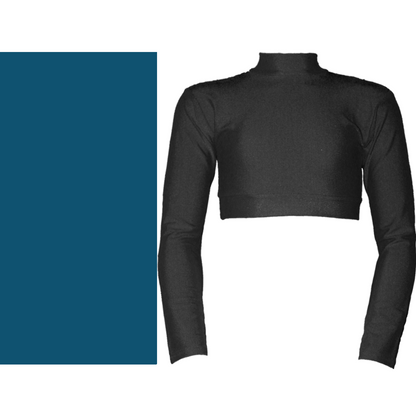 PAIGE - NYLON LYCRA LONG SLEEVE POLO NECK CROP TOP