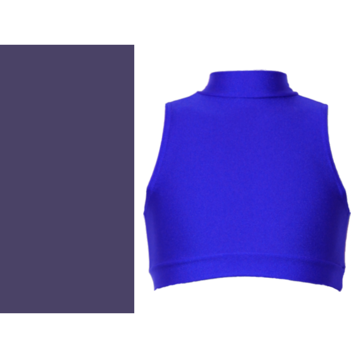 ROSIE - LYCRA SLEEVELESS POLO NECK CROP TOP - DARKER NAVY