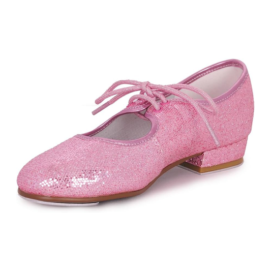 LHPHP - PINK HOLOGRAM LOW HEEL TAP SHOES WITH HEEL & TOE TAPS