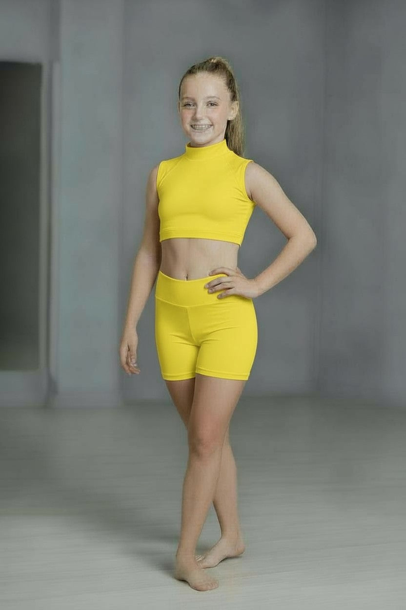 Nylon Lycra ADFP Beginnerwear Dance Shorts in Yellow