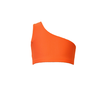 One Shoulder Dance Crop Top – Shiny Nylon Lycra Sleeveless Ballet & Gymnastics Top - Stephanie