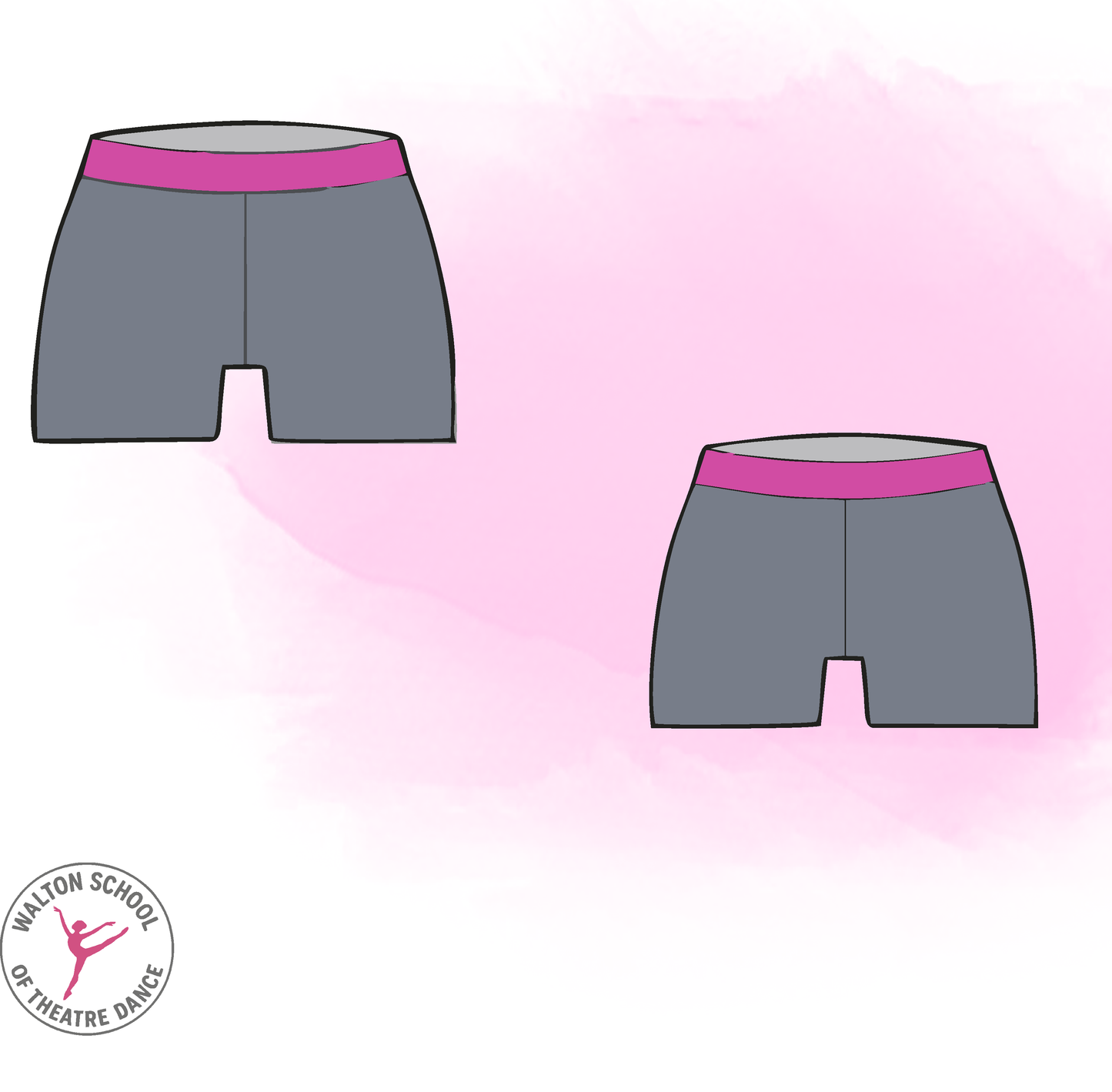 WSOD Official Hotpant Shorts  – Grey Meryl with Cerise Waistband