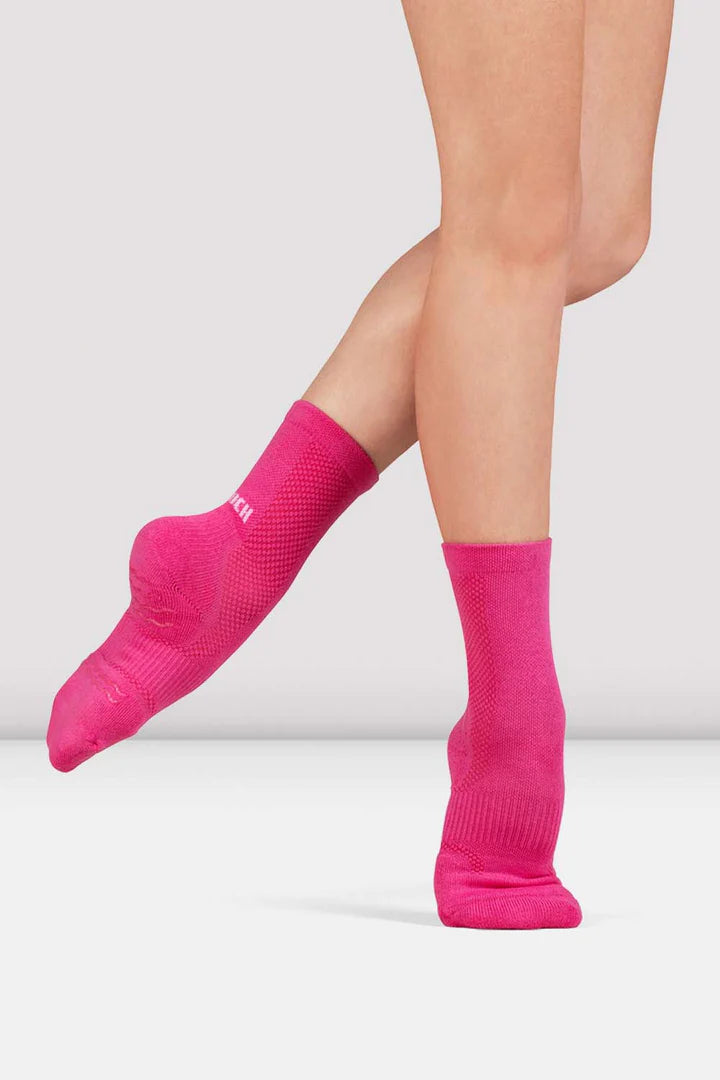 Blochsox Crew Length Turning Dance Socks A1200 Pink / Black