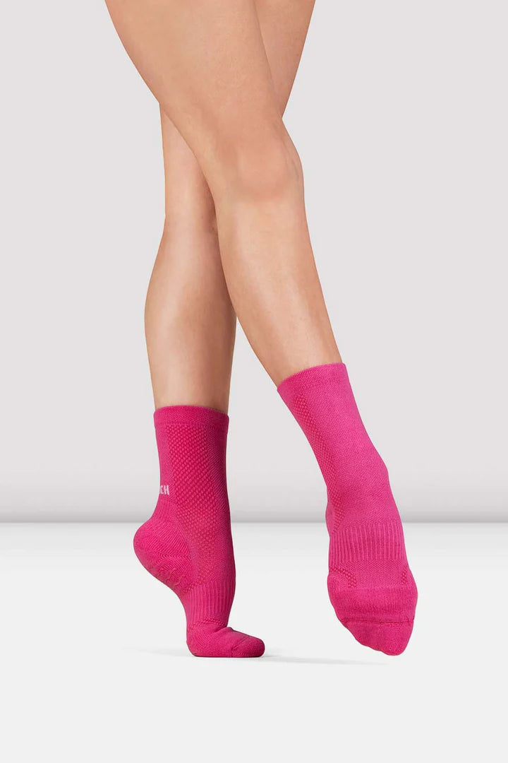 Blochsox Crew Length Turning Dance Socks A1200 Pink / Black