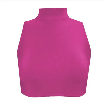 Nylon Lycra High Neck Crop Top ADFP Beginnerwear in Fuchsia