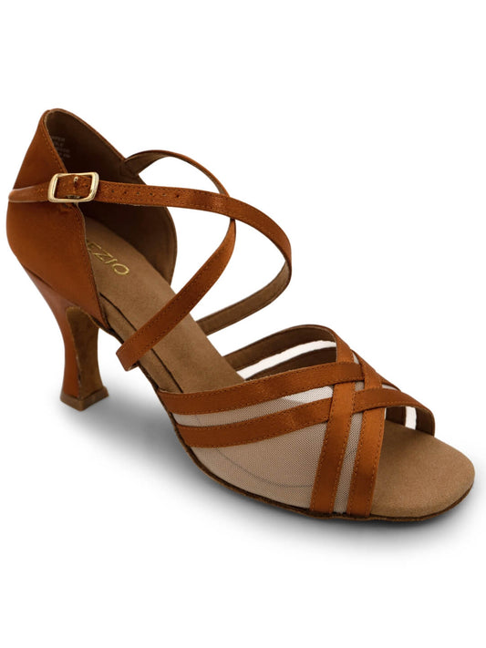 Capezio Paola 2.5" Slim Flared Heel Latin Shoe Cinnamon