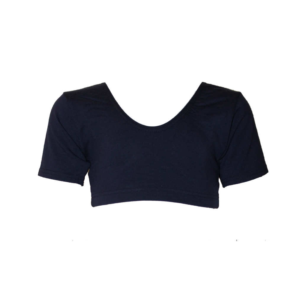 DONNA - COTTON SHORT SLEEVE CROP TOP - NAVY BLUE