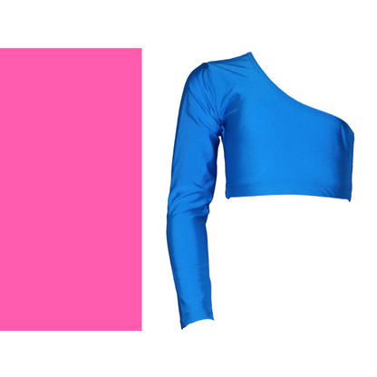 JESSICA - NYLON LYCRA ONE SLEEVE CROP TOP