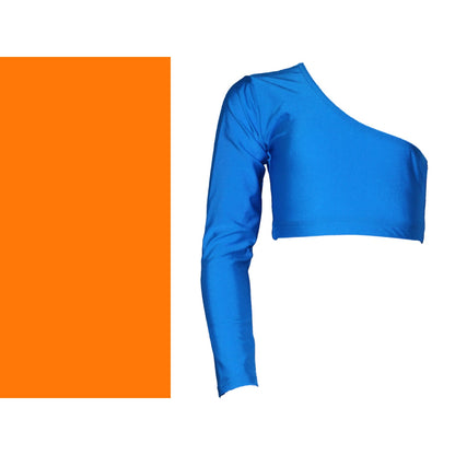 JESSICA - NYLON LYCRA ONE SLEEVE CROP TOP