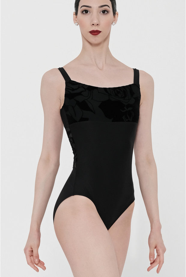Wear Moi Laika Black Velvet Floral Leotard