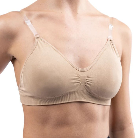 Silky Nude Seamless Clear Back PaddedDance Bra