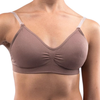 Silky Nude Seamless Clear Back PaddedDance Bra