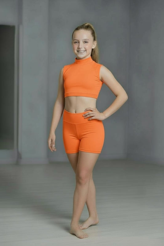 Nylon Lycra High Neck Crop Top ADFP Beginnerwear in Orange